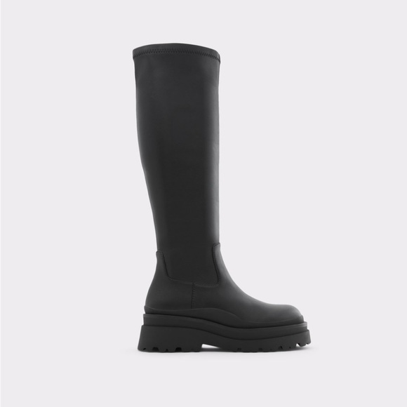 Aldo Women’s Black Lug Sole Knee High Boot Size 7 - Picture 1 of 12